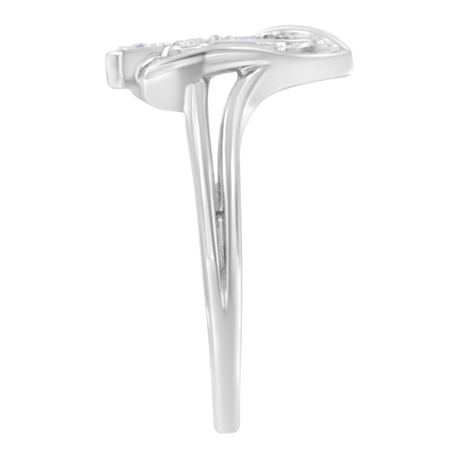 10K White Gold Diamond-Accented Cross &amp; Open Heart Promise Fashion Ring (H-I Color, I1-I2 Clarity) - Size 7 by Bids.com