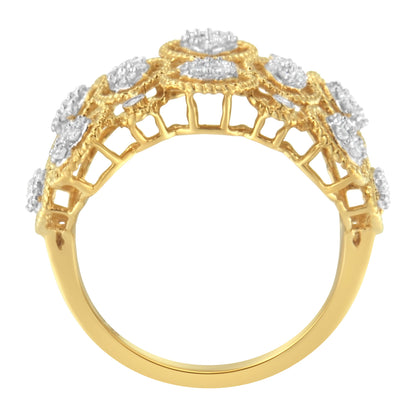 14K Yellow Gold Diamond Art Deco Ring (1/2 Cttw, H-I Color, I1 Clarity) - Size 7 by Bids.com