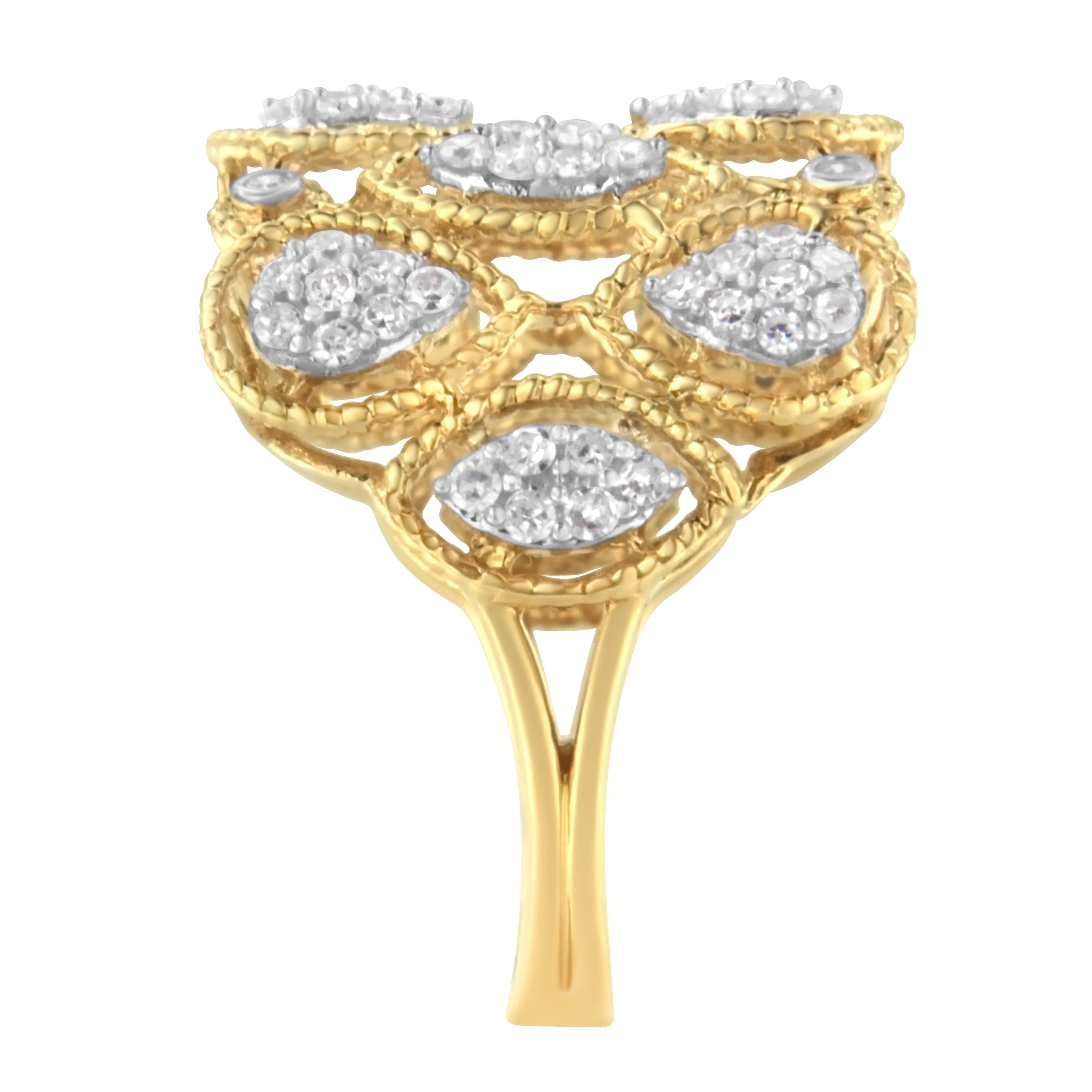 14K Yellow Gold Diamond Art Deco Ring (1/2 Cttw, H-I Color, I1 Clarity) - Size 7 by Bids.com