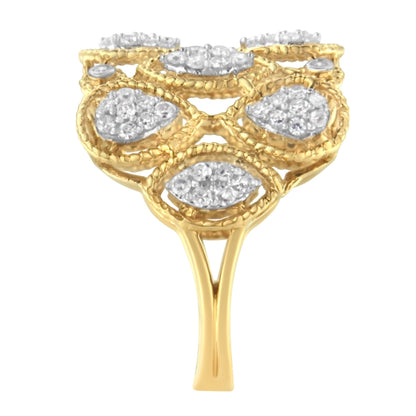 14K Yellow Gold Diamond Art Deco Ring (1/2 Cttw, H-I Color, I1 Clarity) - Size 7 by Bids.com