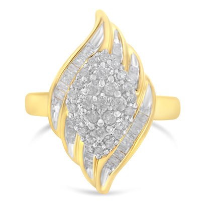 10K Yellow Gold Plated .925 Sterling Silver Diamond Cocktail Ring (3/4 Cttw, I-J Color, I2-I3 Clarity) - Size 6 by Bids.com