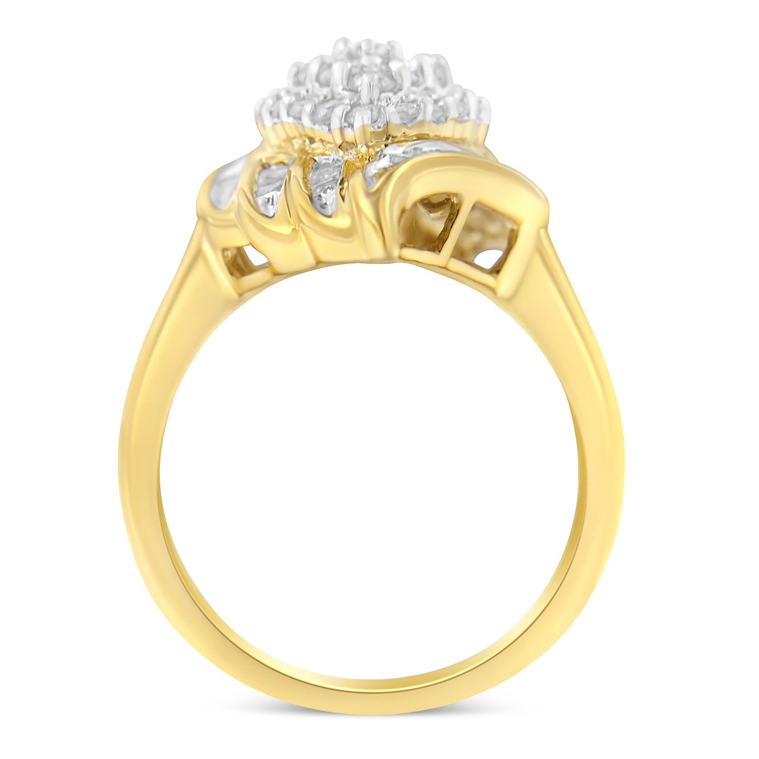 10K Yellow Gold Plated .925 Sterling Silver Diamond Cocktail Ring (3/4 Cttw, I-J Color, I2-I3 Clarity) - Size 6 by Bids.com