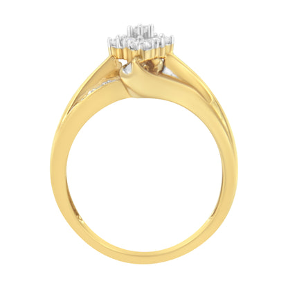 10K Yellow Gold 1/2 cttw Diamond Cluster Cocktail Ring (J-K Clarity, I1-I2 Color) - Size 7 by Bids.com