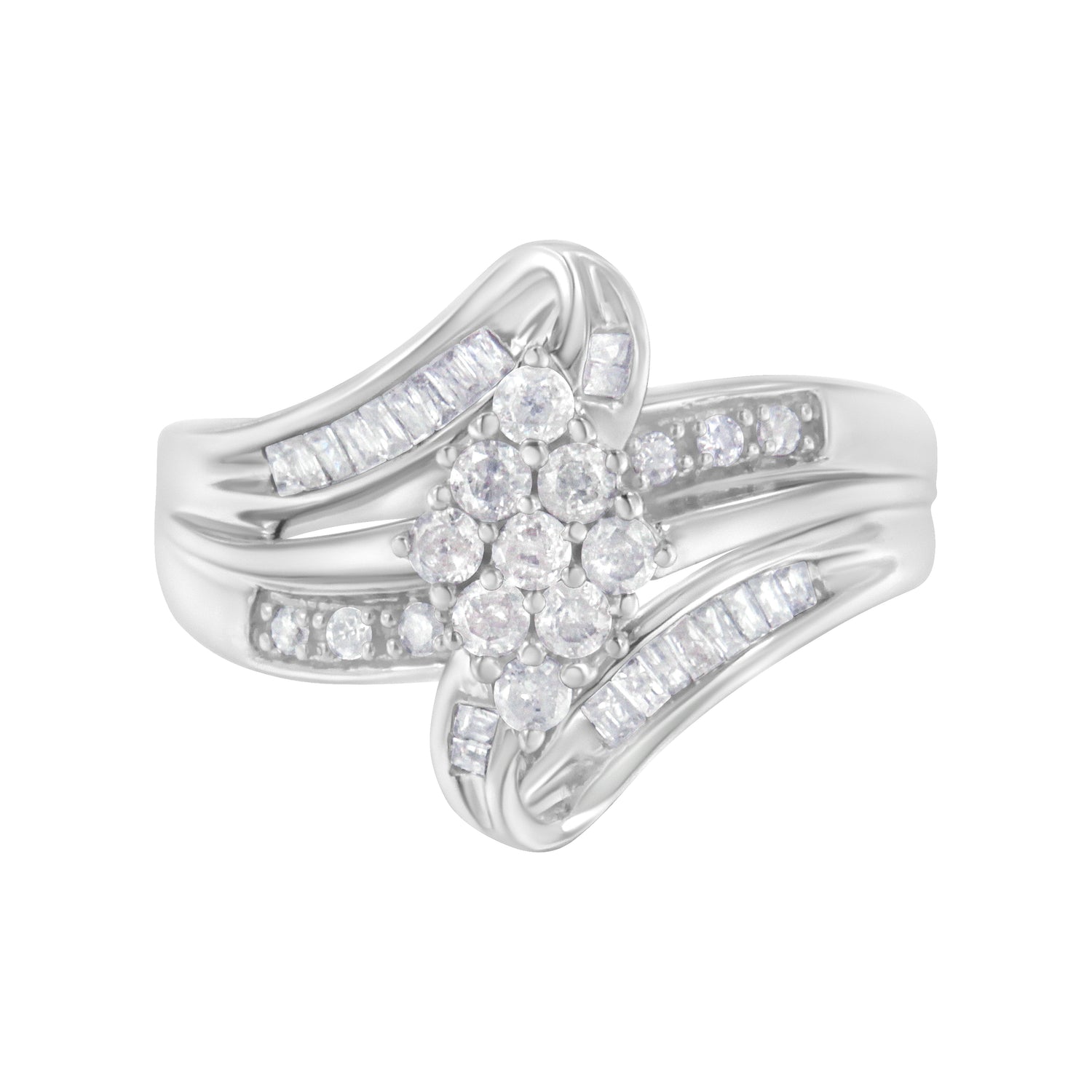 10K White Gold 1/2 cttw Diamond Cluster Ring (H-I Clarity, I2-I3 Color) - Size 6 by Bids.com