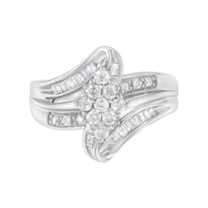 10K White Gold 1/2 cttw Diamond Cluster Ring (H-I Clarity, I2-I3 Color) - Size 6 by Bids.com