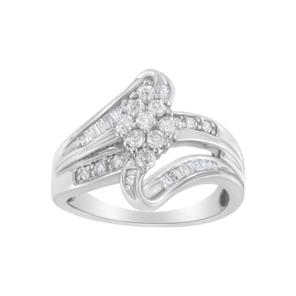 10K White Gold 1/2 cttw Diamond Cluster Ring (H-I Clarity, I2-I3 Color) - Size 6 by Bids.com