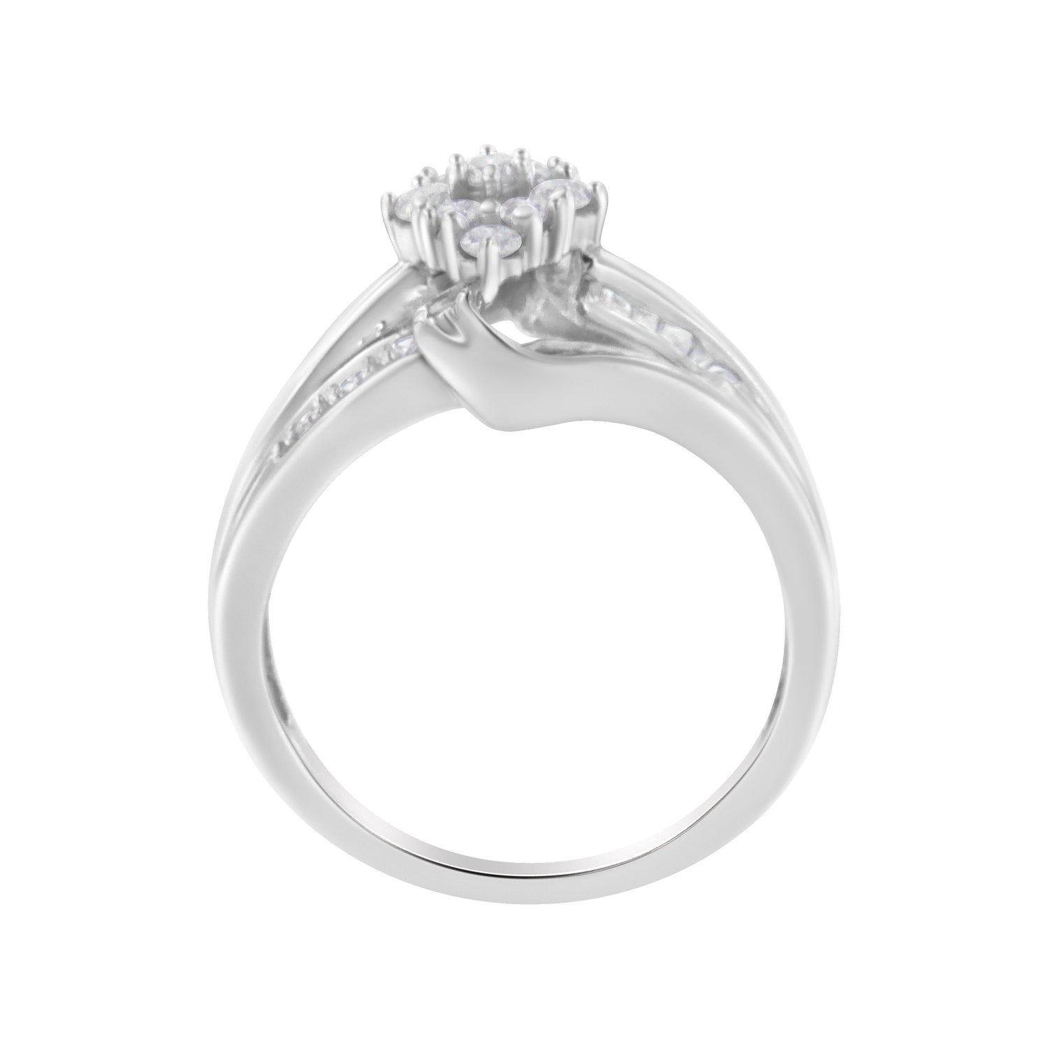 10K White Gold 1/2 cttw Diamond Cluster Ring (H-I Clarity, I2-I3 Color) - Size 6 by Bids.com