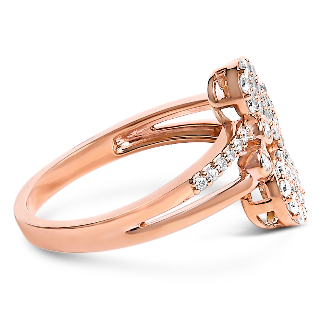 14K Rose Gold Plated .925 Sterling Silver 1/2 Cttw Diamond Scatter Composite Bypass Ring (I-J Color, I1-I2 Clarity) - Size 7 by Bids.com