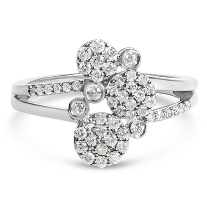 14K Rose Gold Plated .925 Sterling Silver 1/2 Cttw Diamond Scatter Composite Bypass Ring (I-J Color, I1-I2 Clarity) - Size 7 by Bids.com