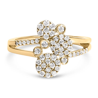 14K Rose Gold Plated .925 Sterling Silver 1/2 Cttw Diamond Scatter Composite Bypass Ring (I-J Color, I1-I2 Clarity) - Size 7 by Bids.com