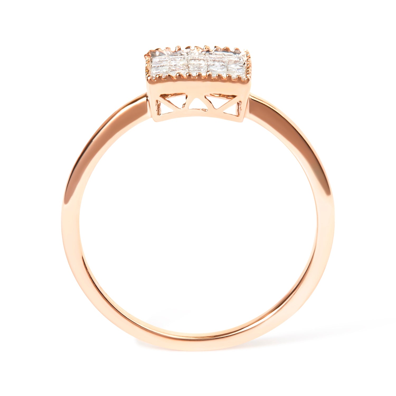 10K Rose Gold 1/3 Cttw Invisible Set Princess Cut Diamond Composite Square Shape Ring (H-I color, I1-I2 clarity) - Size 5 by Bids.com