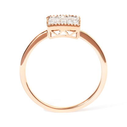 10K Rose Gold 1/3 Cttw Invisible Set Princess Cut Diamond Composite Square Shape Ring (H-I color, I1-I2 clarity) - Size 5 by Bids.com