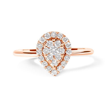 10K Rose Gold 3/8 Cttw Round-Cut Diamond Pear Promise Ring (I-J Color, I2-I3 Clarity) - Size 7 by Bids.com