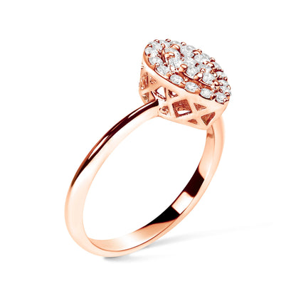 10K Rose Gold 3/8 Cttw Round-Cut Diamond Pear Promise Ring (I-J Color, I2-I3 Clarity) - Size 7 by Bids.com