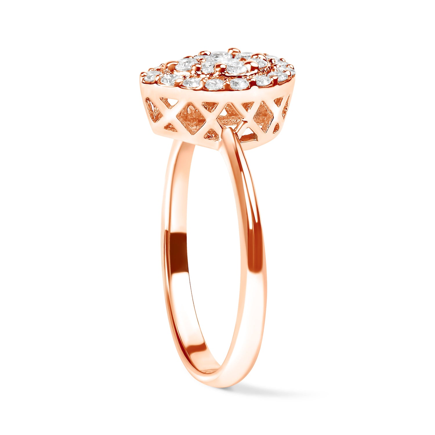 10K Rose Gold 3/8 Cttw Round-Cut Diamond Pear Promise Ring (I-J Color, I2-I3 Clarity) - Size 7 by Bids.com