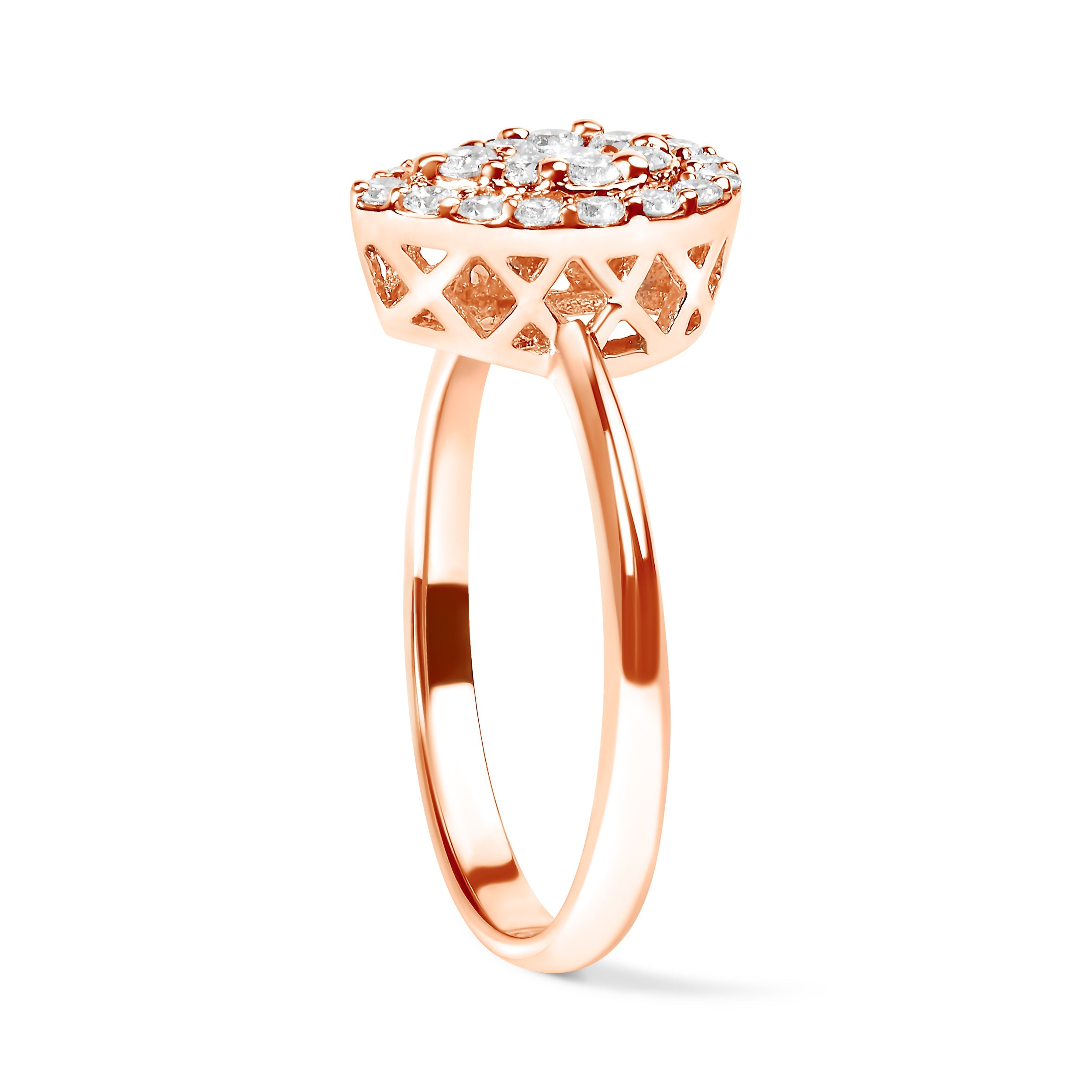 10K Rose Gold 3/8 Cttw Round-Cut Diamond Pear Promise Ring (I-J Color, I2-I3 Clarity) - Size 7 by Bids.com