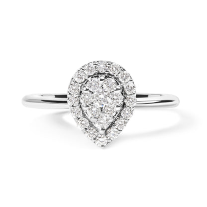 10K White Gold 3/8 Cttw Round-Cut Lab Grown Diamond Cluster Pear Promise Ring (G-H Color, VS2-SI1 Clarity) - Size 7 by Bids.com