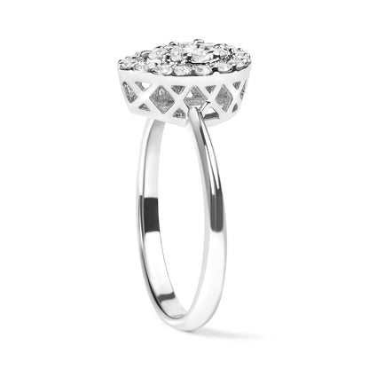 10K White Gold 3/8 Cttw Round-Cut Lab Grown Diamond Cluster Pear Promise Ring (G-H Color, VS2-SI1 Clarity) - Size 7 by Bids.com