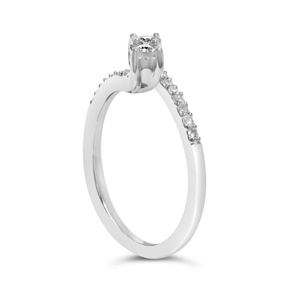 10K White Gold 1/4 Cttw Two-Stone Diamond Bypass Engagement Ring  DestGlow