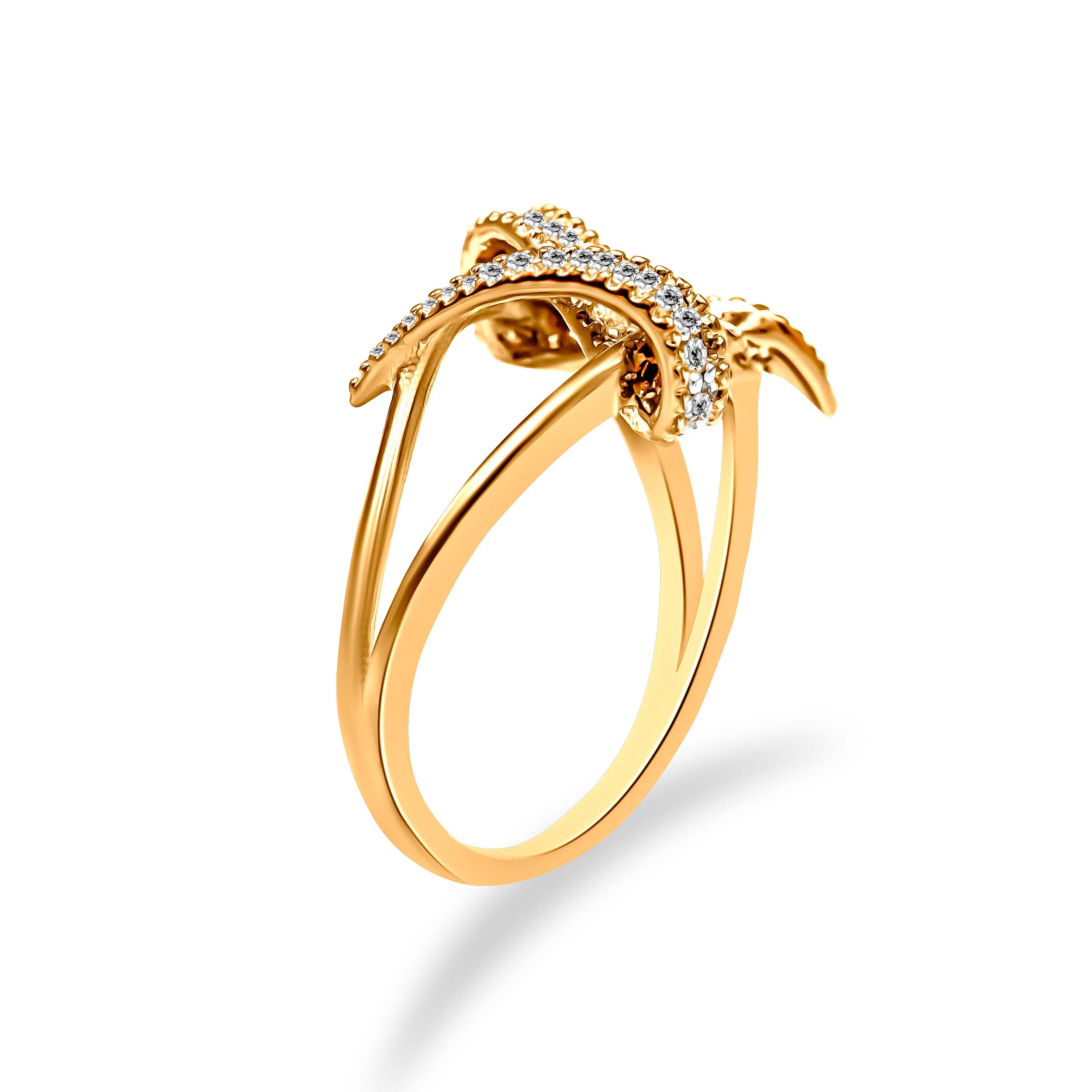 14K Yellow Gold Plated .925 Sterling Silver 1/4 Cttw Diamond Interlocking Bypass Ring (I-J Color, I1-I2 Clarity) - Size 7 by Bids.com