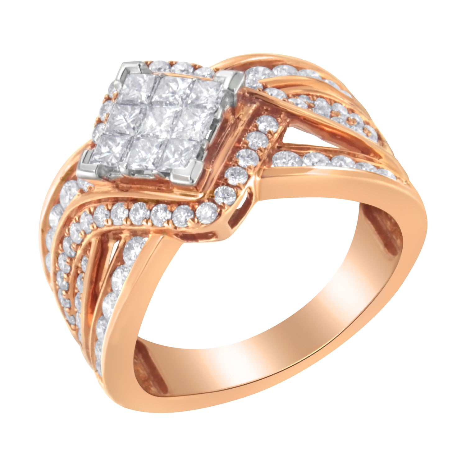 Two-Tone 10KT Gold Diamond Bypass Cocktail Ring (1 1/2 cttw, H-I Color, I1-I2 Clarity) by Bids.com