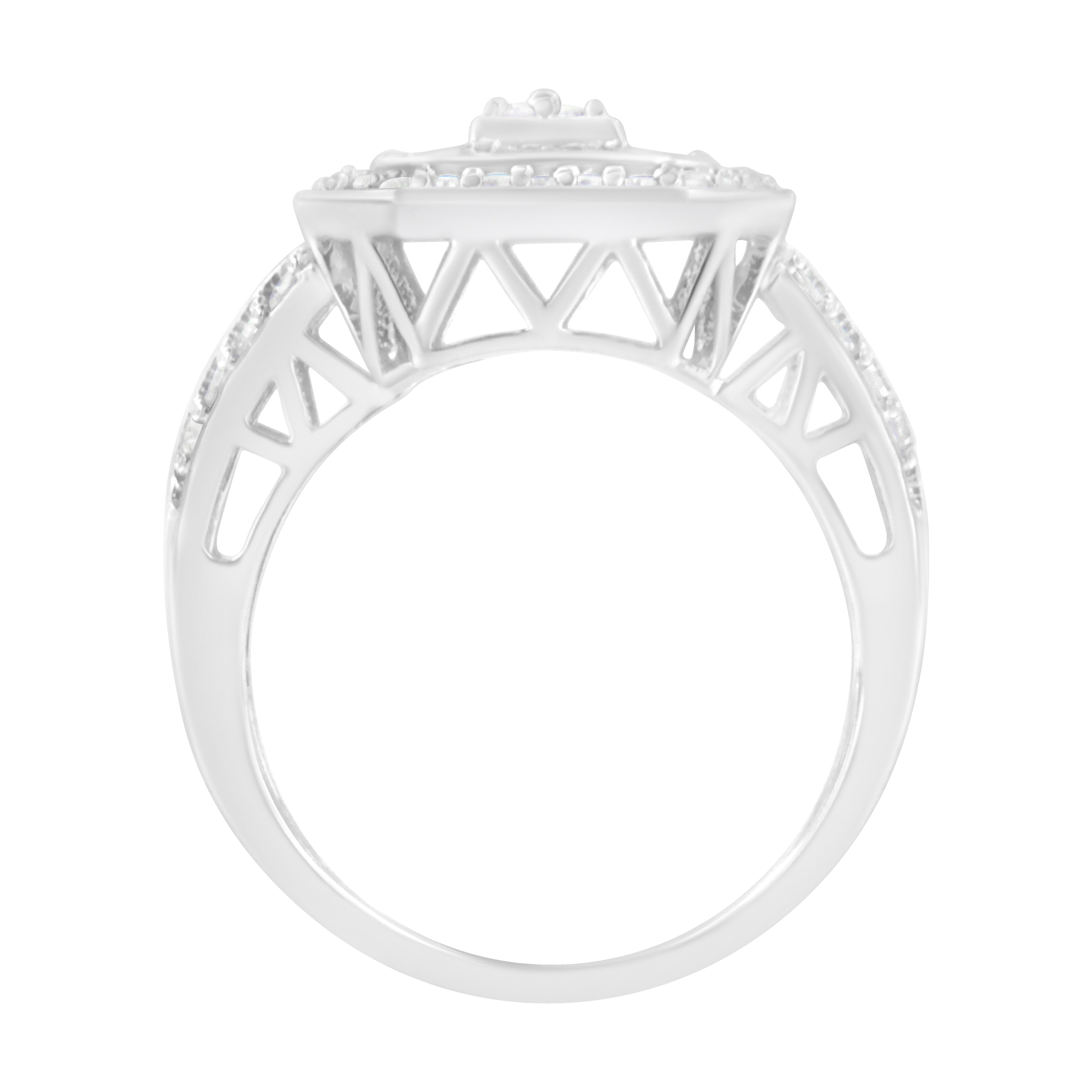 .925 Sterling Silver Round and Baguette Diamond Cathedral Ring (0.75 Cttw, H-I Color, I2-I3 Clarity) - Size 7 by Bids.com