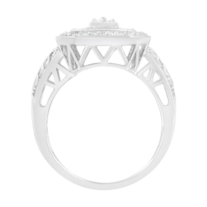 .925 Sterling Silver Round and Baguette Diamond Cathedral Ring (0.75 Cttw, H-I Color, I2-I3 Clarity) - Size 7 by Bids.com