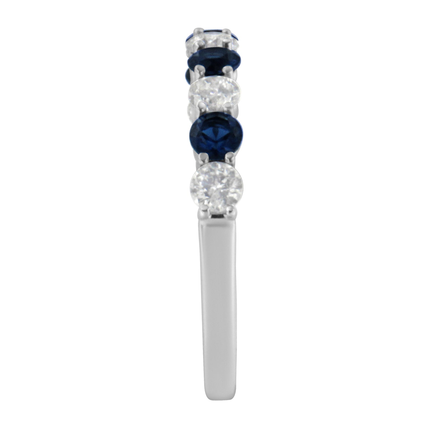 10KT White Gold 1/2 cttw Diamond and 3MM Created Blue Sapphire Gemstone Band Ring (H-I, I1-I2) - Size 7 by Bids.com