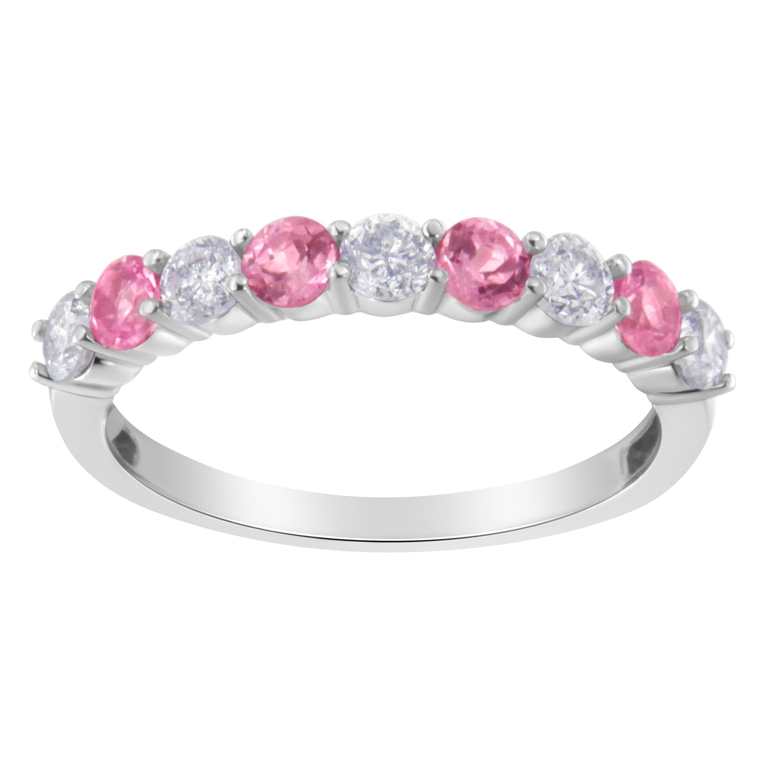 10KT White Gold 1/2 cttw Diamond and 3MM Created Blue Sapphire Gemstone Band Ring (H-I, I1-I2) - Size 7 by Bids.com