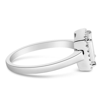 .925 Sterling Silver 1/5 Cttw Invisible Set Princess Cut Diamond Promise Ring with Beaded Halo (H-I Color, I1-I2 Clarity) - Ring Size 7 by Bids.com