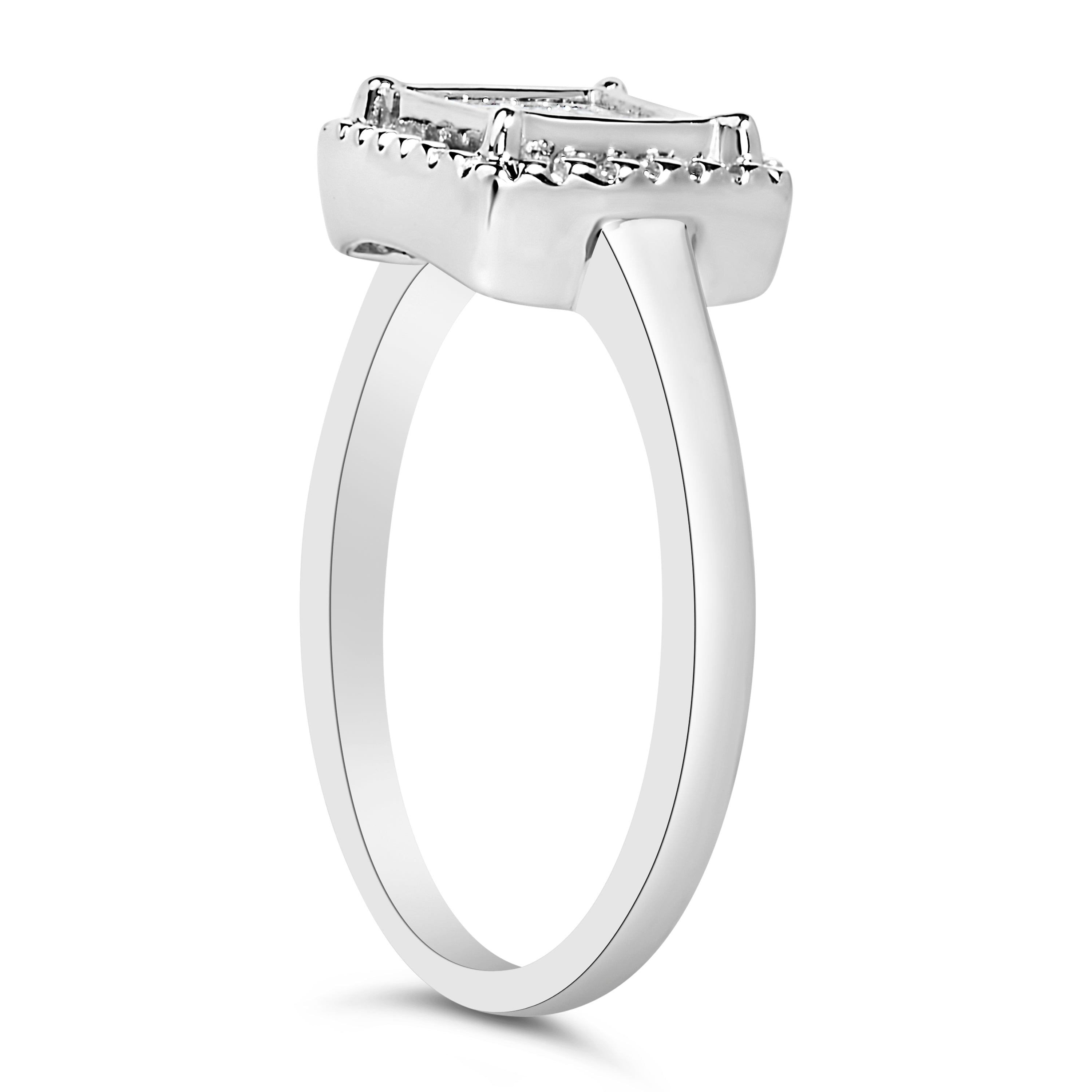 .925 Sterling Silver 1/5 Cttw Invisible Set Princess Cut Diamond Promise Ring with Beaded Halo (H-I Color, I1-I2 Clarity) - Ring Size 7 by Bids.com