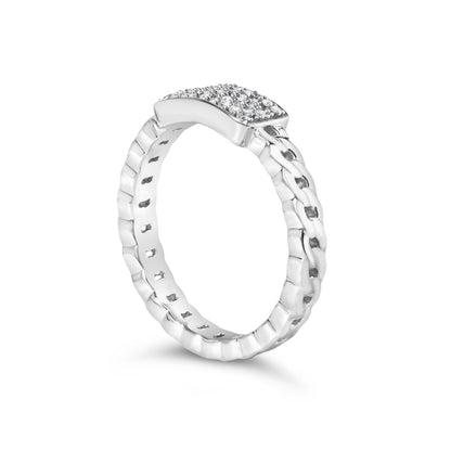 .925 Sterling Silver 1/5 Cttw Diamond ID and Cuban Link Band Ring (I-J Color, I2-I3 Clarity) - Ring Size 6 by Bids.com