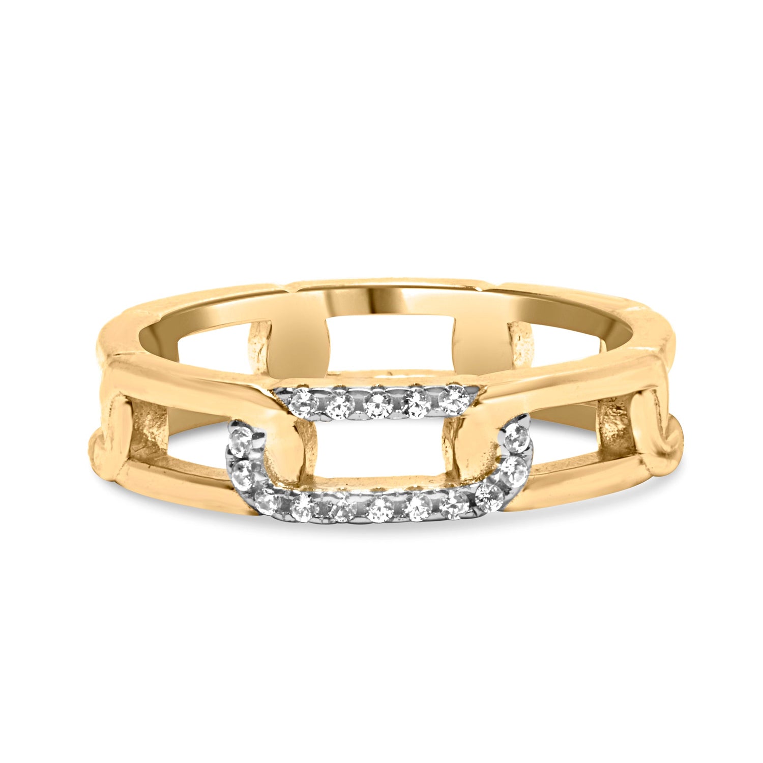 10K Yellow Gold Diamond Accent Paperclip Band Ring (I-J Color, I2-I3 Clarity) - Size 7 by Bids.com