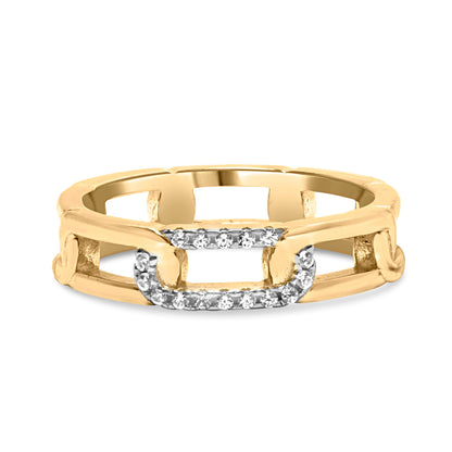 10K Yellow Gold Diamond Accent Paperclip Band Ring (I-J Color, I2-I3 Clarity) - Size 7 by Bids.com