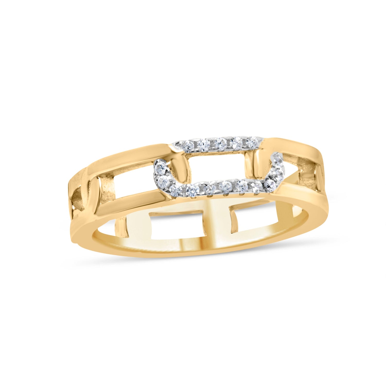 10K Yellow Gold Diamond Accent Paperclip Band Ring (I-J Color, I2-I3 Clarity) - Size 7 by Bids.com