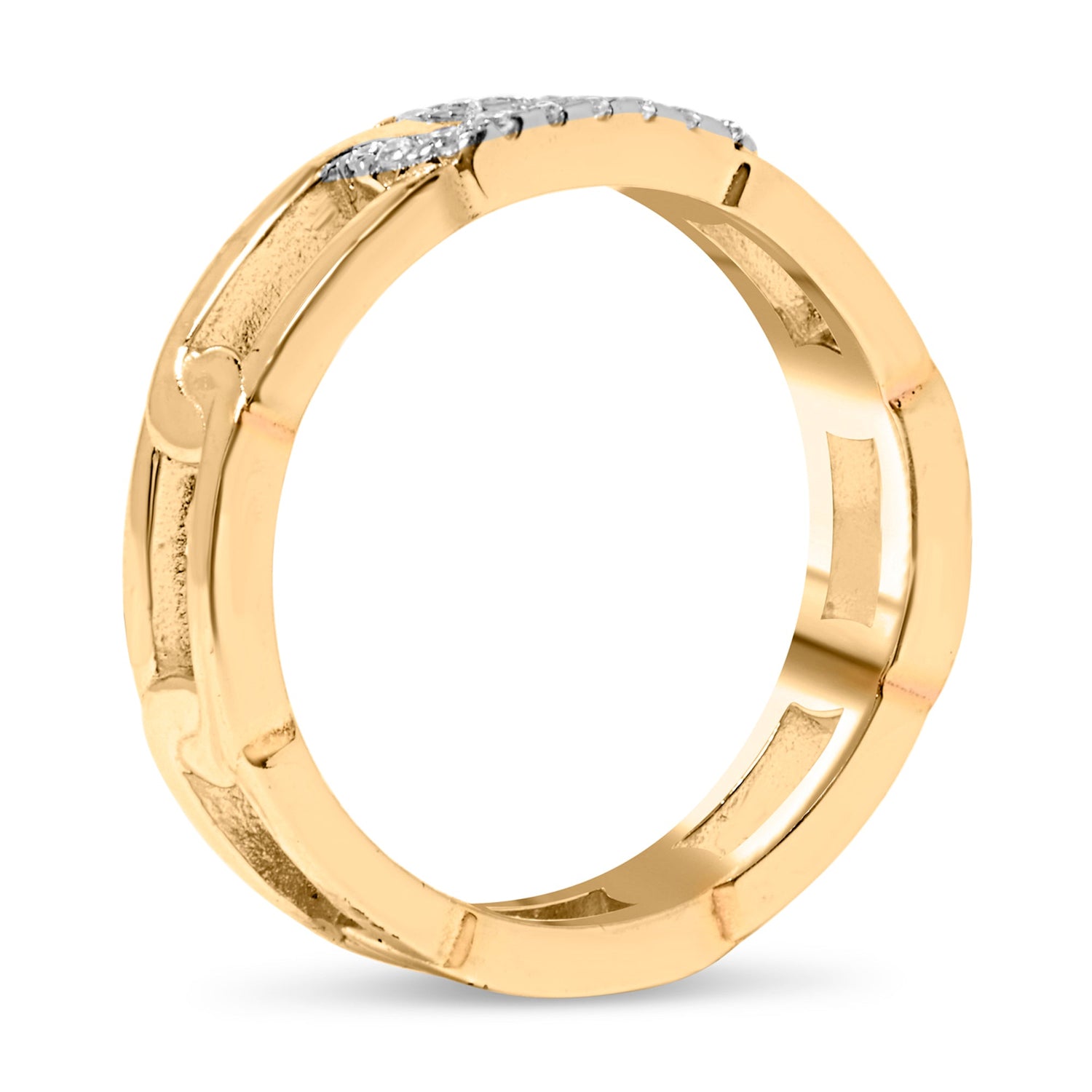 10K Yellow Gold Diamond Accent Paperclip Band Ring (I-J Color, I2-I3 Clarity) - Size 7 by Bids.com
