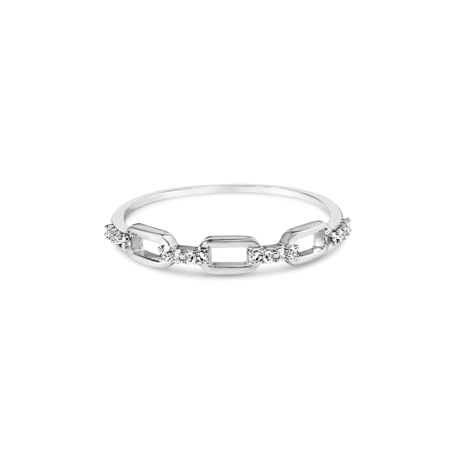 .925 Sterling Silver Diamond Accent Paperclip Band Ring (I-J Color, I2-I3 Clarity) - Ring Size 6 by Bids.com
