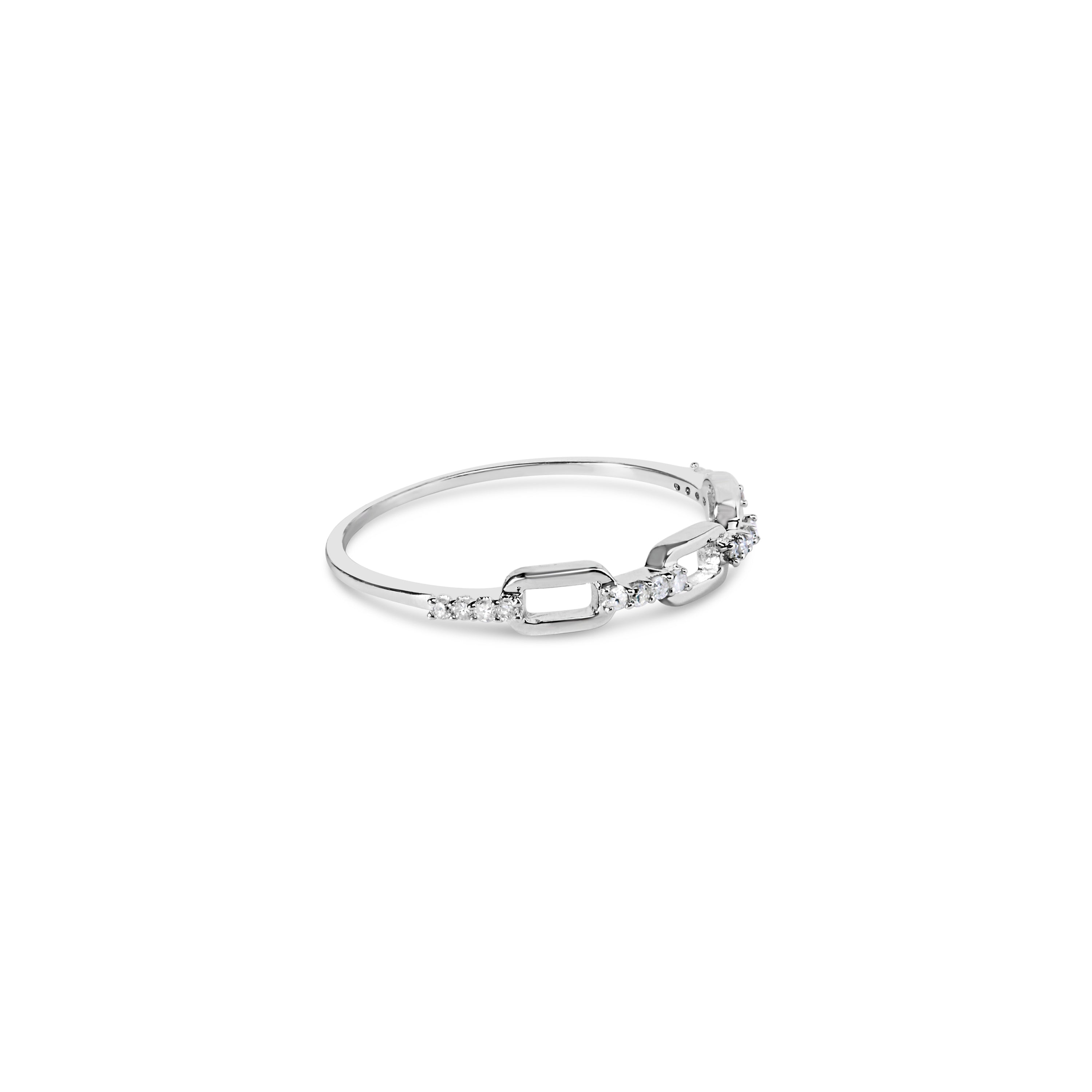 .925 Sterling Silver Diamond Accent Paperclip Band Ring (I-J Color, I2-I3 Clarity) - Ring Size 6 by Bids.com