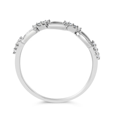 .925 Sterling Silver Diamond Accent Paperclip Band Ring (I-J Color, I2-I3 Clarity) - Ring Size 6 by Bids.com