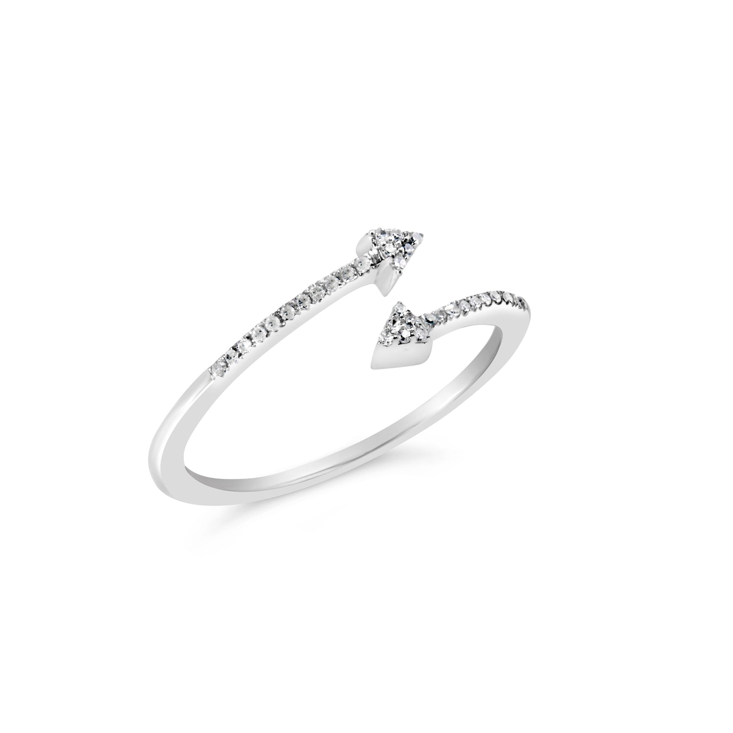 .925 Sterling Silver 1/5 Cttw Diamond Double Arrowhead Open Ring (I-J Color, I2-I3 Clarity) - Ring Size 6 by Bids.com
