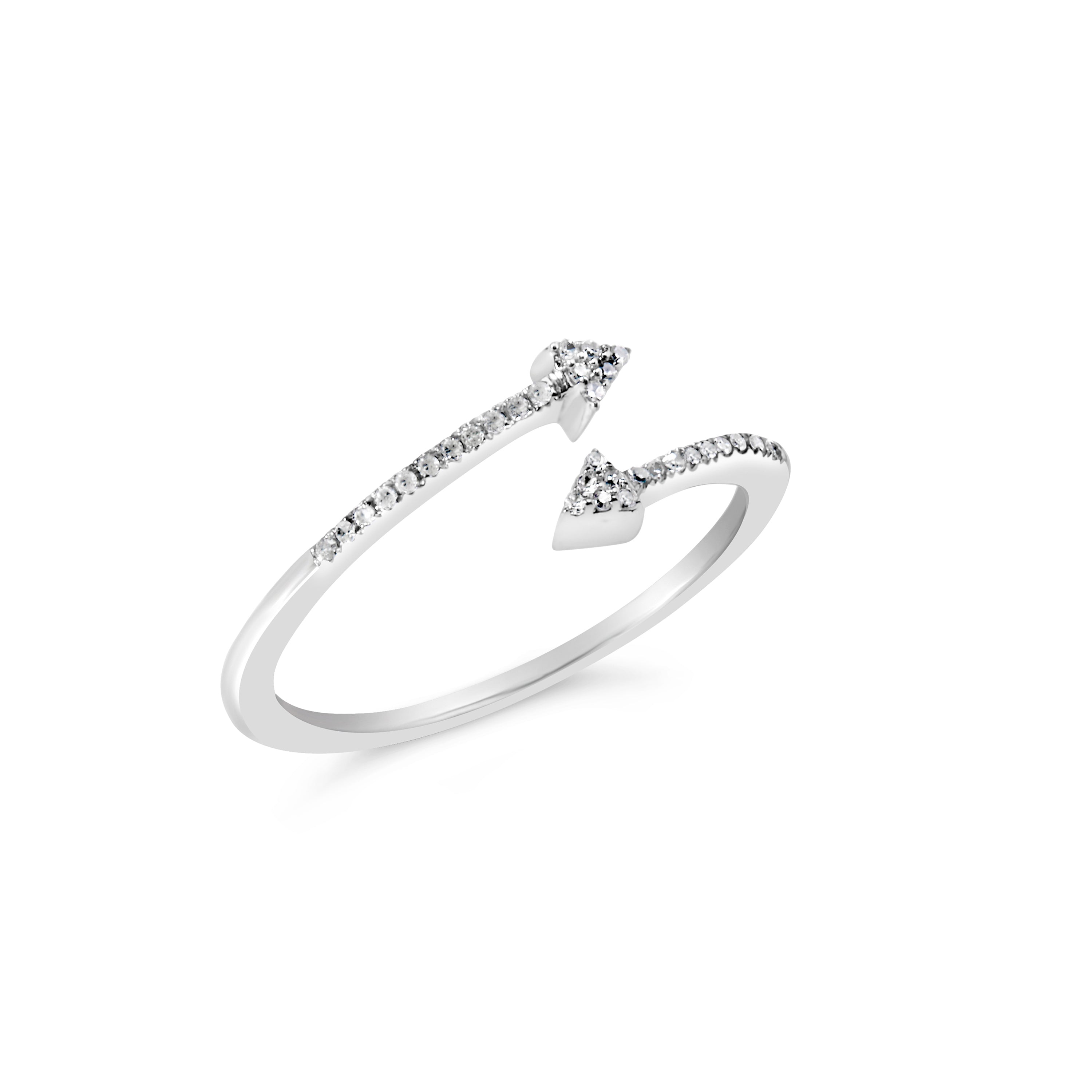 .925 Sterling Silver 1/5 Cttw Diamond Double Arrowhead Open Ring (I-J Color, I2-I3 Clarity) - Ring Size 6 by Bids.com