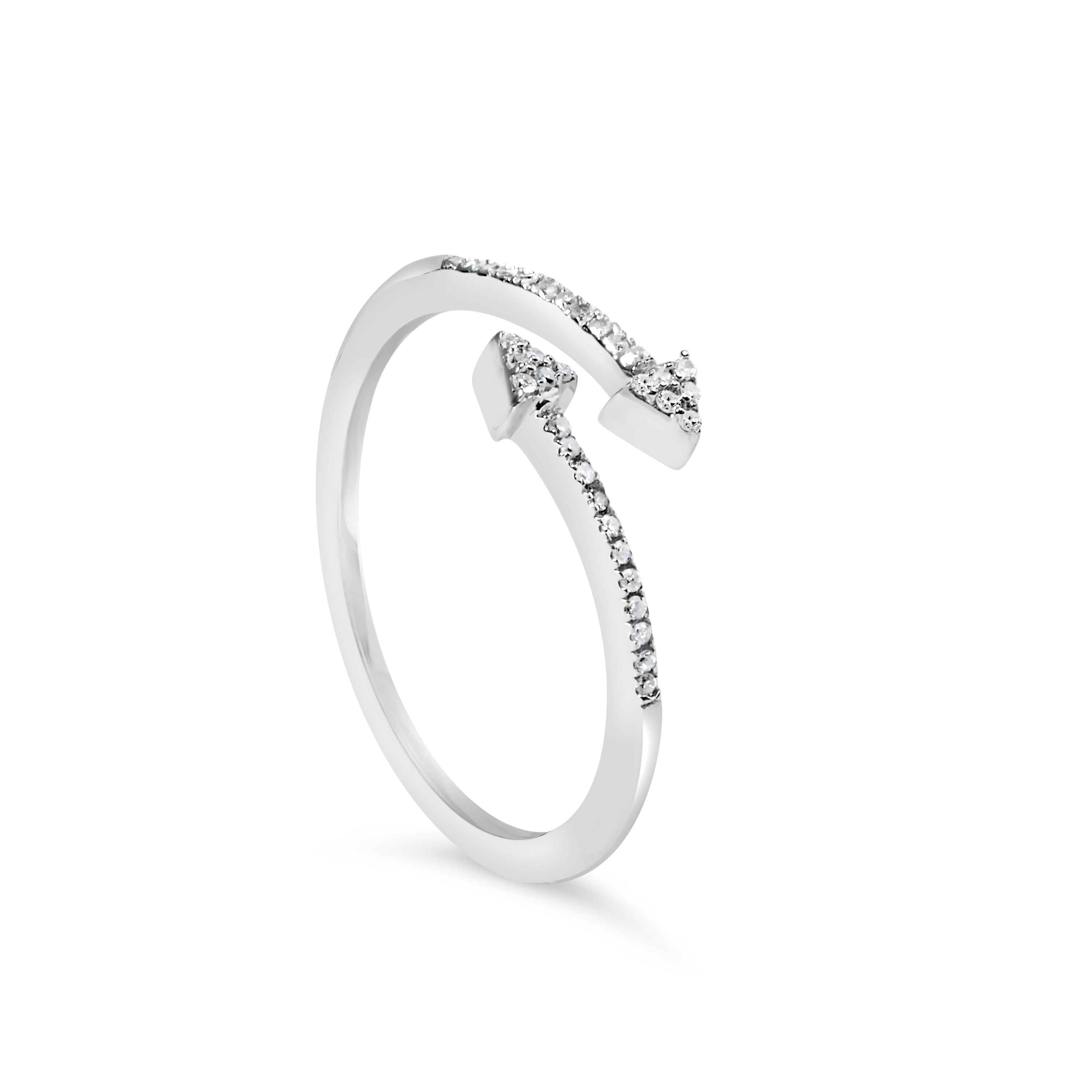 .925 Sterling Silver 1/5 Cttw Diamond Double Arrowhead Open Ring (I-J Color, I2-I3 Clarity) - Ring Size 6 by Bids.com