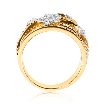 18K Yellow Gold Plated .925 Sterling Silver 3/4 Cttw Diamond Star and Galaxy Ring Band  DestGlow