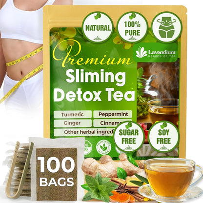 SIimming Detox Tea Caffeine Free - Herbal Tea with Chamomile, Hibiscus Tea &amp; Ginger Root by FreshDrinkUS - Natural and Premium Herbal Tea