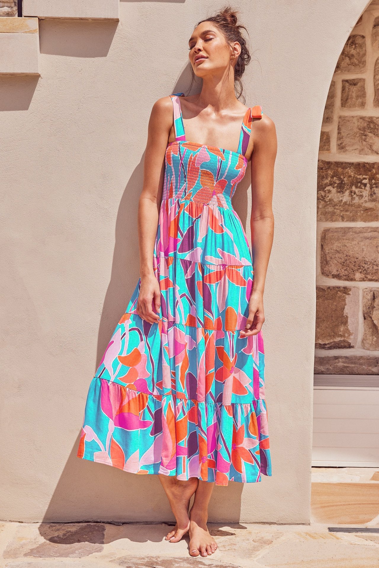 Dress Summer Women Dress Holiday Dress Spaghetti-Strap Floral Print by Ragazza