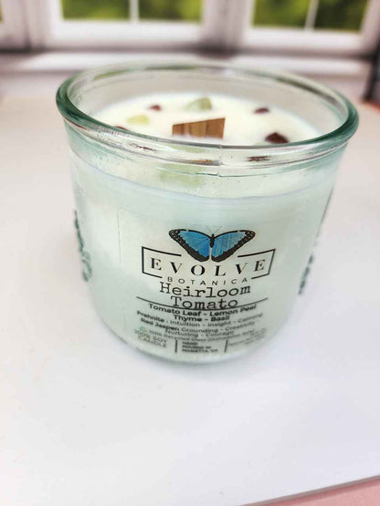 Rocks Candle - Heirloom Tomato (Wood Wick, Prehnite &amp; Red Jasper, Soy Candle)