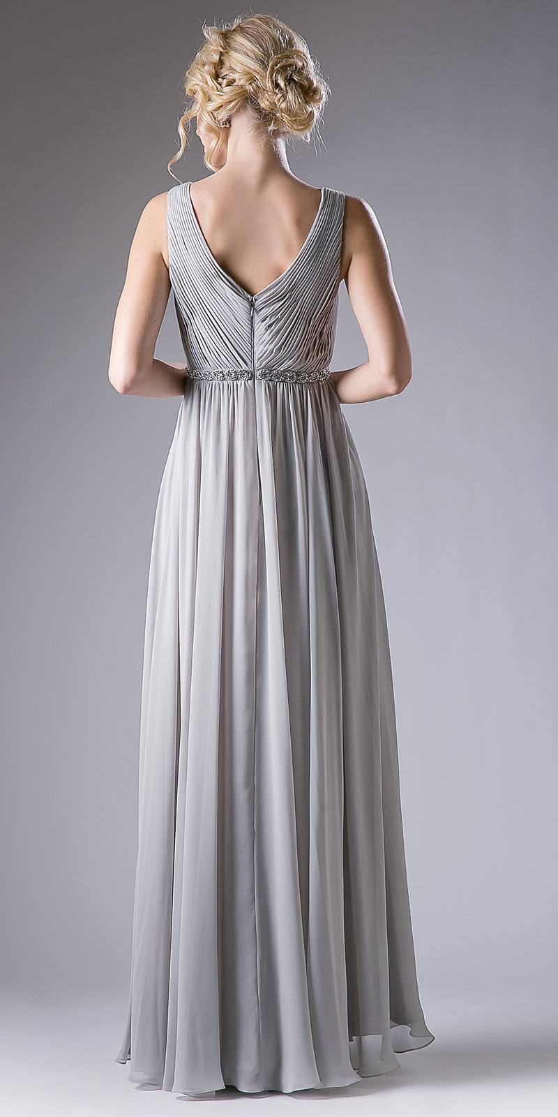 Cinderella Divine 1001 Ruched V-Neck A-line Long Chiffon Dress by DiscountDressShop