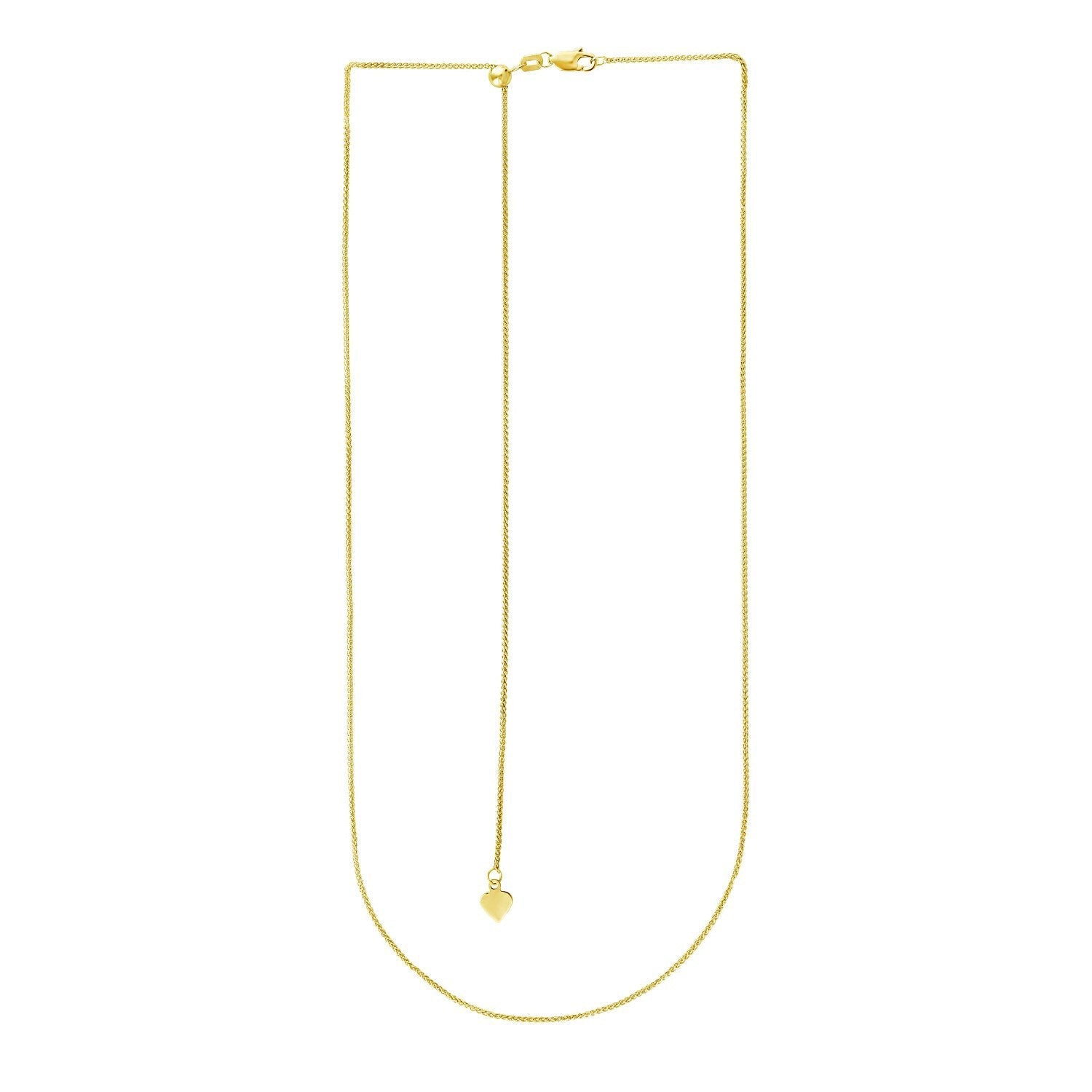 14k Yellow Gold Adjustable Wheat Chain 1.0mm by Bids.com