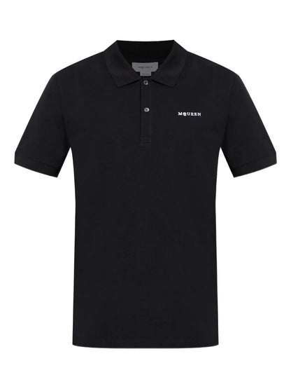 Alexander Mcqueen Men Embroidered Logo Cotton Piqué Polo Shirt by Luosophy