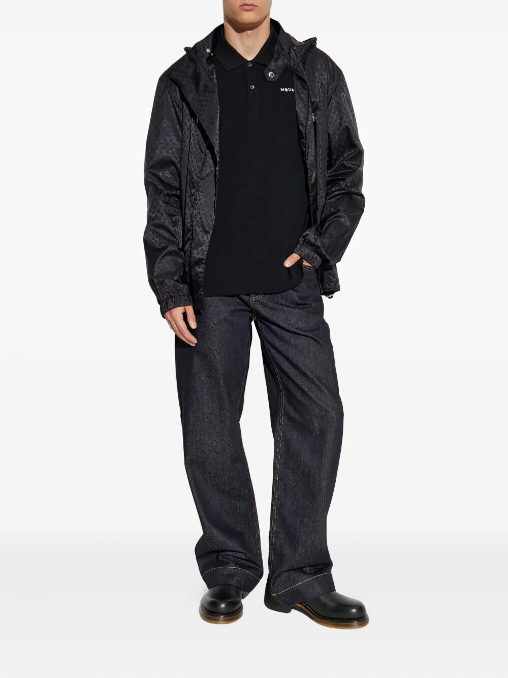 Alexander Mcqueen Men Embroidered Logo Cotton Piqué Polo Shirt by Luosophy